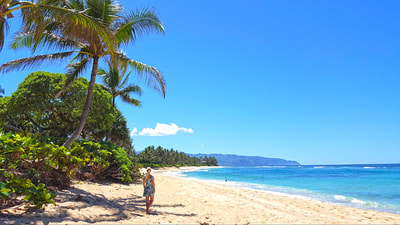 A woman on a beautiful Hawaiian beach