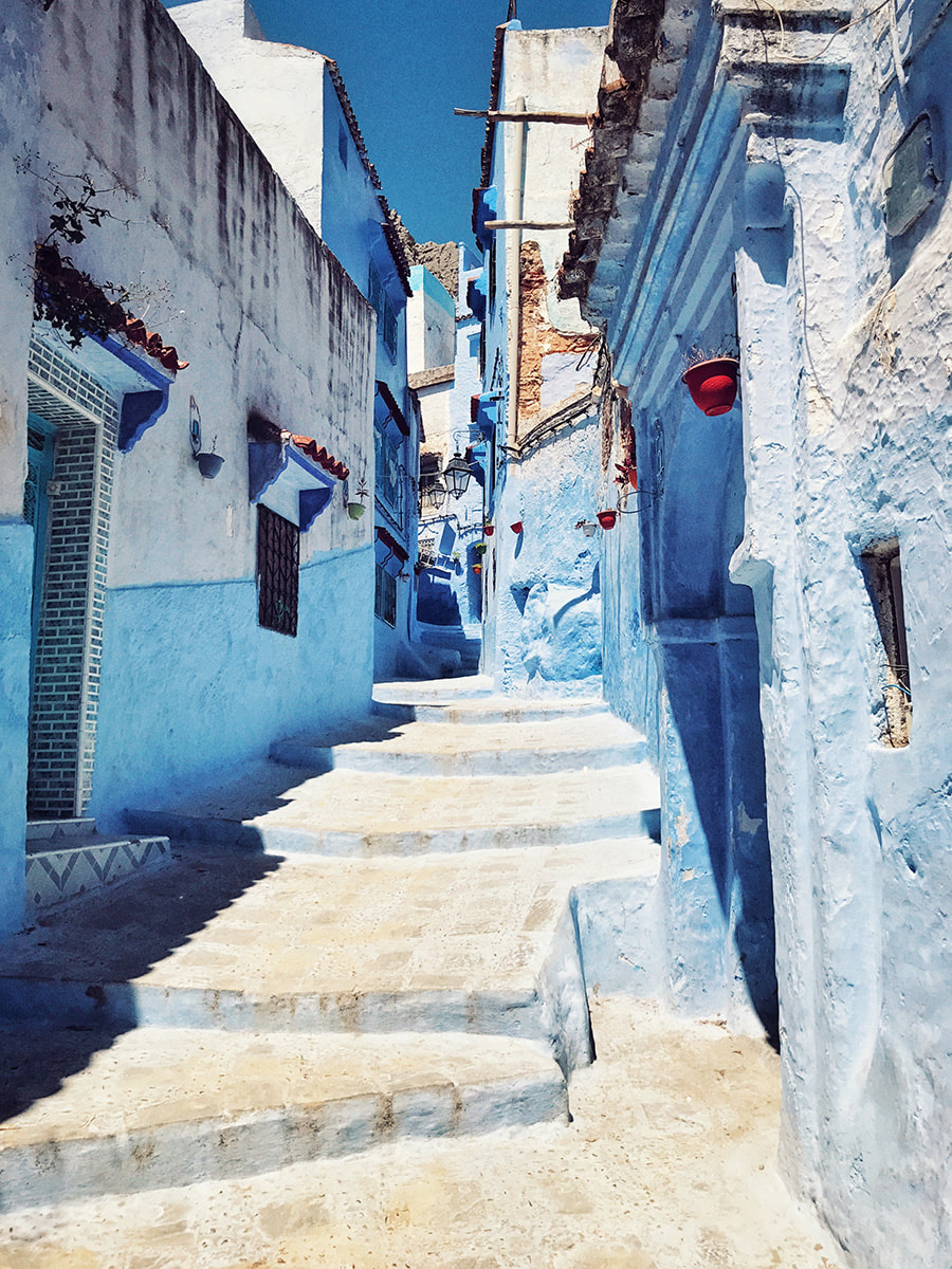 A stunning street Moroccan street in Chefchaouen, Morocco