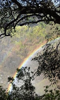 Picture of a rainbow across the Victoria Falls in Africa 